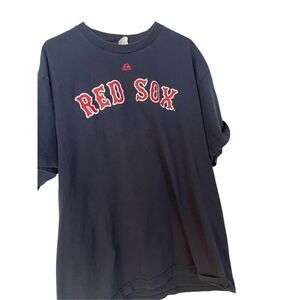 Majestic Mens Black Red Sox Print Short-Sleeve Shirt Extra Large